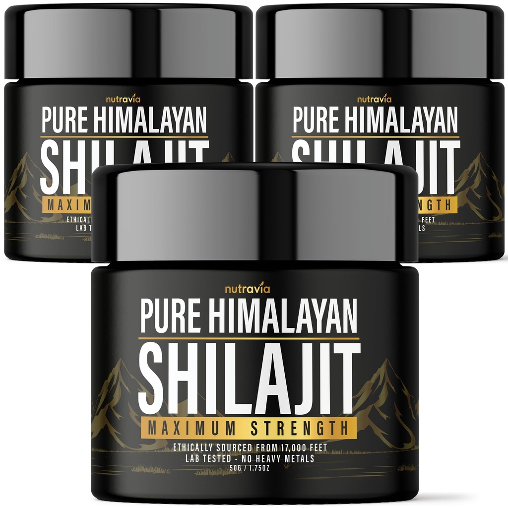 (3 Pack) Shilajit Pure Himalayan Organic Resin - Natural Authentic Lab Tested Formule for Men, Women - No Heavy Metals - 600mg Max Strength with 85 + Trace Minerals Golden Grade Shilajit Dodatek