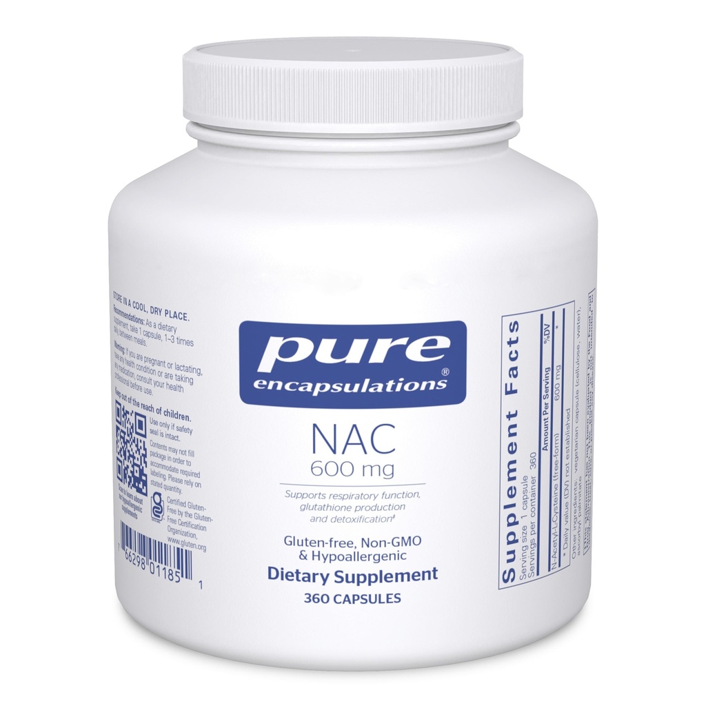 Čistá enkapsulace NAC 600 mg - N- acetyl cystein NAC doplněk pro Lung Health & Imunitary Support, Jaterní podpora a antioxidanty * - s Freeform N- Acetyl- L- Cystein - 360 Kapsle