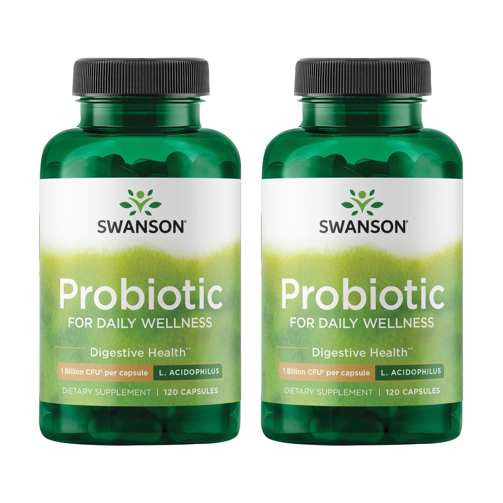 Swanson Probiotic - doplněk stravy w / 1 Miliarda CFU na kapslí - Přírodní vzorec podporující Bowel Regularity & Daily Wellness - (120 Kapsle) (2 balení)