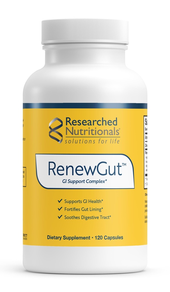Recearched Nutritionals RenewGut - GI komplex na podporu Gut Lining, Zdravé histaminové hladiny a stravitelné zdraví - Kolagen Peptides, Zinc Carnosinus, DGL & N Acetyl Glucosamine (120 Kapsle)