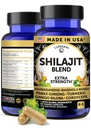 Lunakai USA Made Pure Shilajit Kapsle s Ashwagandha, Rhodiola & Cordyceps - Extra síla Shilajit Extract pro muže a ženy, 60ct