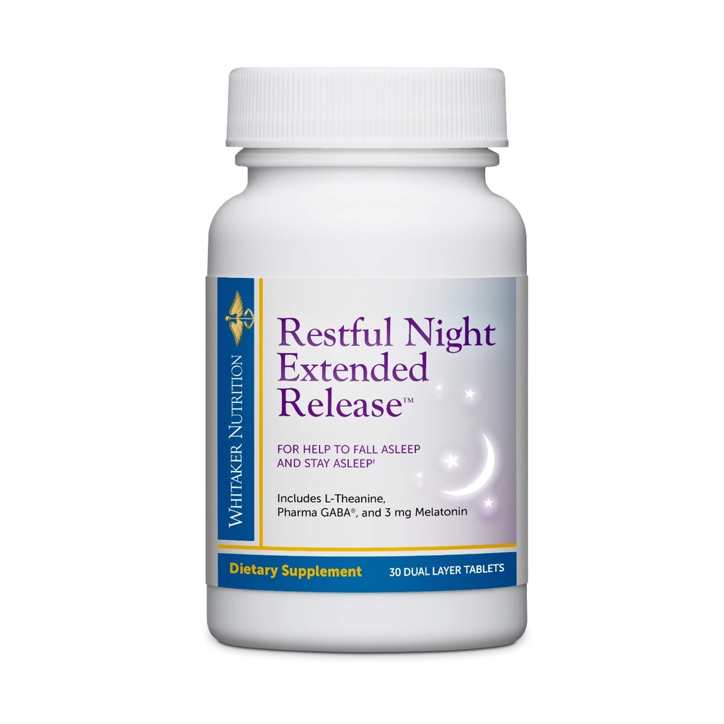 Dr. Whitaker Restful Night Extended Release Melatonin Sleep Aid vám pomůže usnout a zůstat spát déle s Dual- Layer, rozšířená verze technologie, 30 Tablety (30- Day Supply)