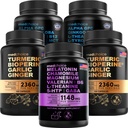 MEDCHOICE Sleep Melatonin (90ct), kurkuma a zázvor (240ct), a Nootropní Brain (120ct) Doplněk Bundle - Wellness Trio pro mozek, spánek, & imunitní podpora - Vegan, Non- GMO, gluten- zdarma