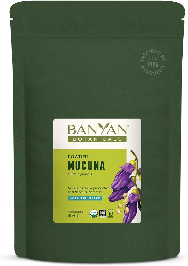 Banyan Botanicals Kapikacchu Powder, 1 libra - USDA Organic - Mucuna Pruriens - Přírodní zdroj L- dopa *