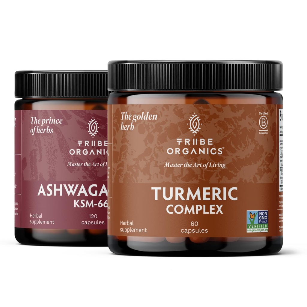TRIBE ORGANICS Balance Duo - KSM- 66 Ashwagandha 120ct + kurkumin C3 Complex 120ct