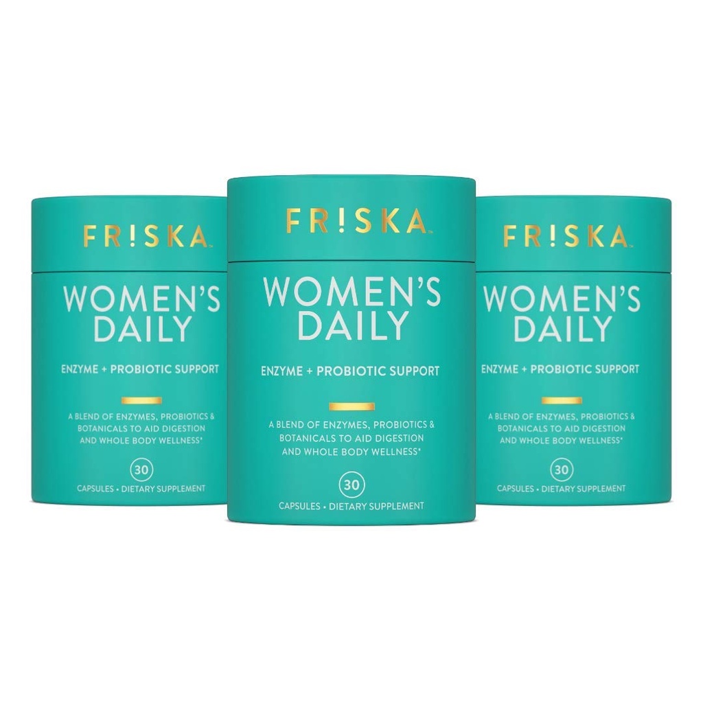 FRISKA Dámské Denní trávicí enzym a probiotika dodatek, Pokročilá přírodní podpora pro ženské trávicí zdraví, bojů Bloating, Easy Digestion, Podporuje Nutrient Absorpce, 90 Kapsle