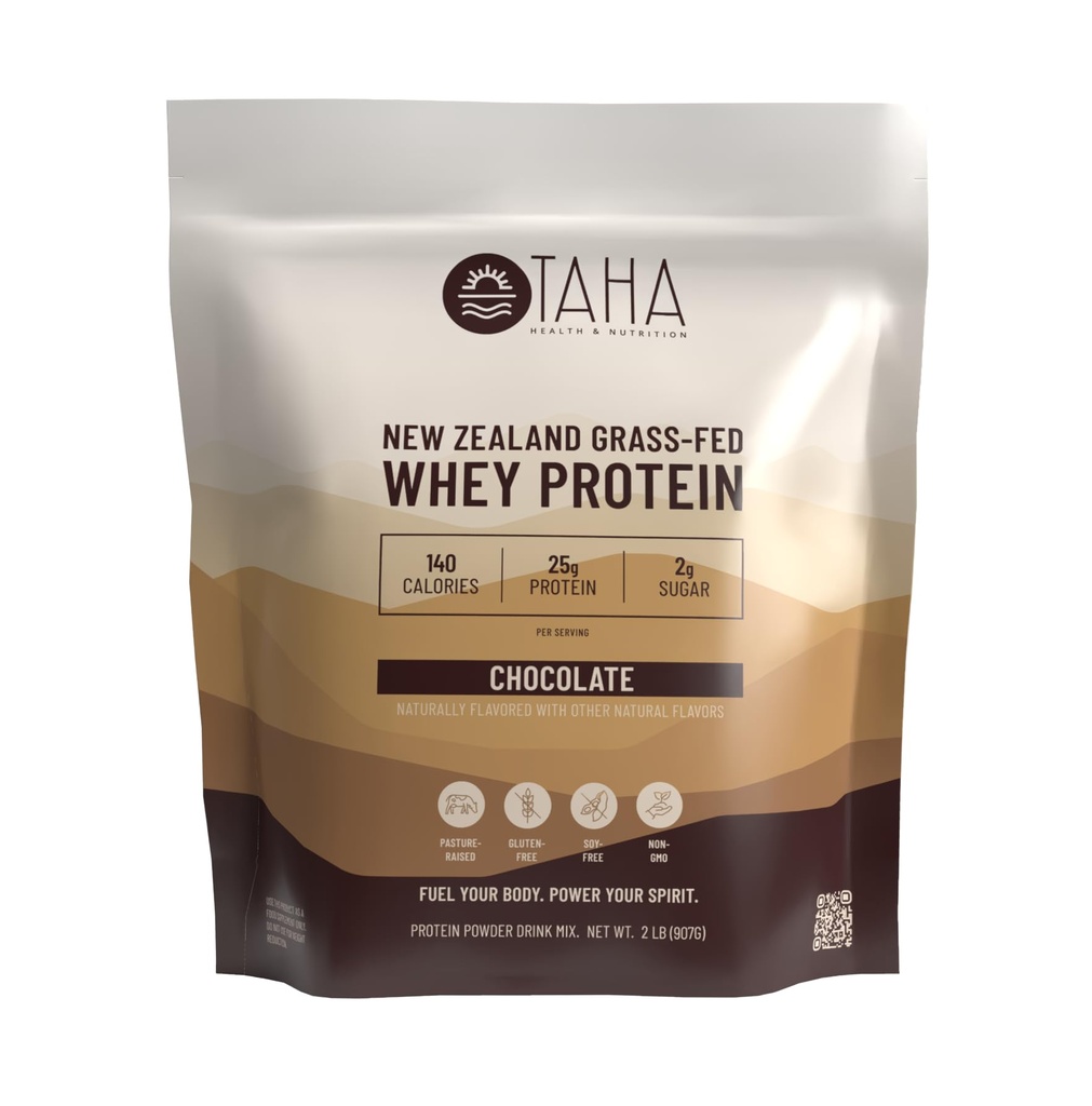 Taha Zdraví a výživa Čokoládová ochucená syrovátka koncentrát prášek, 25g protein, 140 kalorií, 2g cukr CUR 124; Nový Zéland Grass- Fed, Free- range Dairy CUR 124; Gluten a Soy Free, Keto, Kosher CUR 124; 2LB