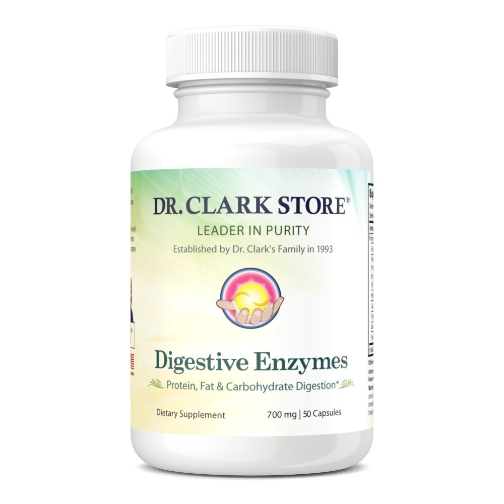 Doplněk Dr. Clark Digestivní Enzymy - 700mg, 50 Gelatinových kapslí, Promotes Digestive Health & Gut Function
