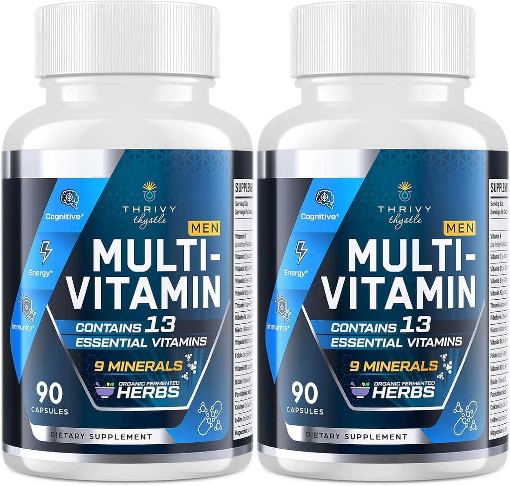 Muži Multivitamins 50 Plus - Denní multivitamin pro muže s fermentovanými bylinnými extrakty a 43 živiny - Mens vitamins podporuje paměť & mozek, energie, zdraví kostí (2 Pack)