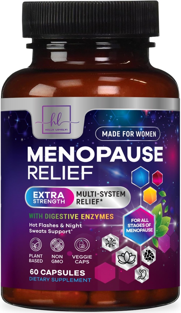 Menopauza Doplňky pro ženy s Dong Quai, Chaste Berry, Black Cohosh, 8 Miliardy CFU Probiotika - Hot Flash Night Sweats & Menopauza Relief Probiotic pro Vaginální, Digestivní zdraví - 60 Kapsle