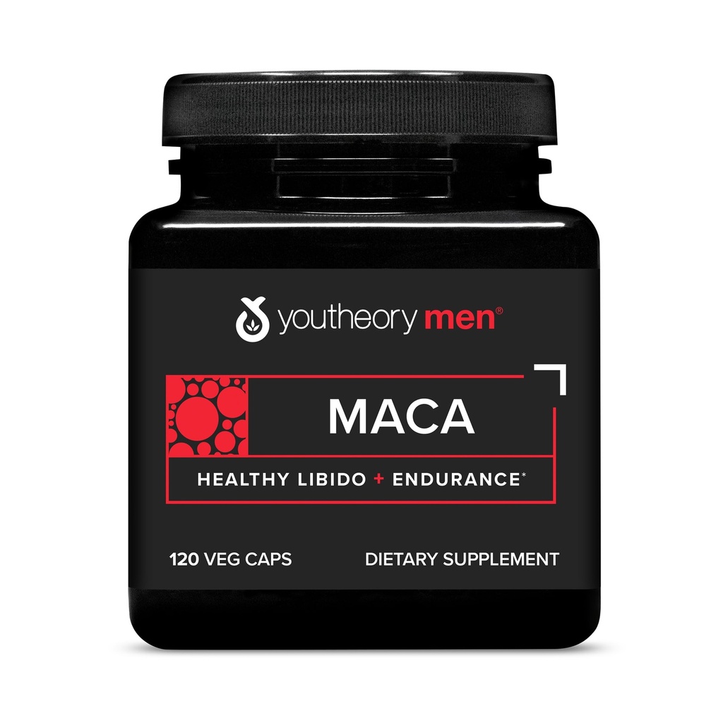 Youtheory Men 's Maca - Vegan Maca dodatek pro muže - Podporuje energii, Stamina & Endurance * - Mléčné, Soy & gluten zdarma - 120 Zeleninové kapsle