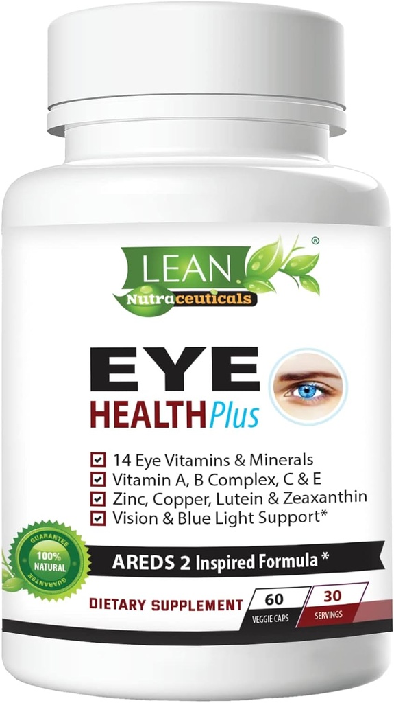Areds 2 Eye Health Plus w / Copper, Vitamin A B C E, Lutein & Zeaxanthin, Quercetin, Zinek, Bilberry Extract, Biotin - Sight Care, Sucho, Stuin, Night Vision Dodatek pro dospělé 60 kapsle