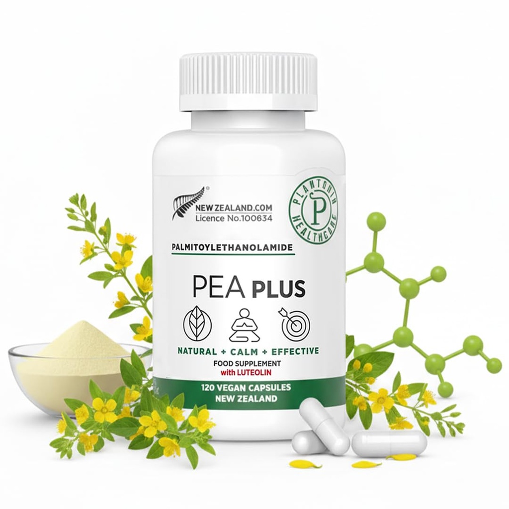 Nový Zéland - Palmitoylethanolamid 600mg + Luteolin - Mikronizované pea doplňky - 120 Veganské kapsle