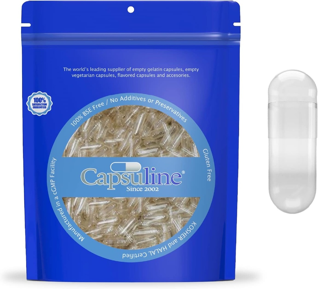 Capsuline Velikost 000 - Čisté prázdné veganské kapsle - 5000 Počet - Prázdné Veggie Pill Kapsle - DIY Zeleninové kapsle Plnicí - Prázdné kapsle - Kosher a Halal Certified - Non- GMO Certified