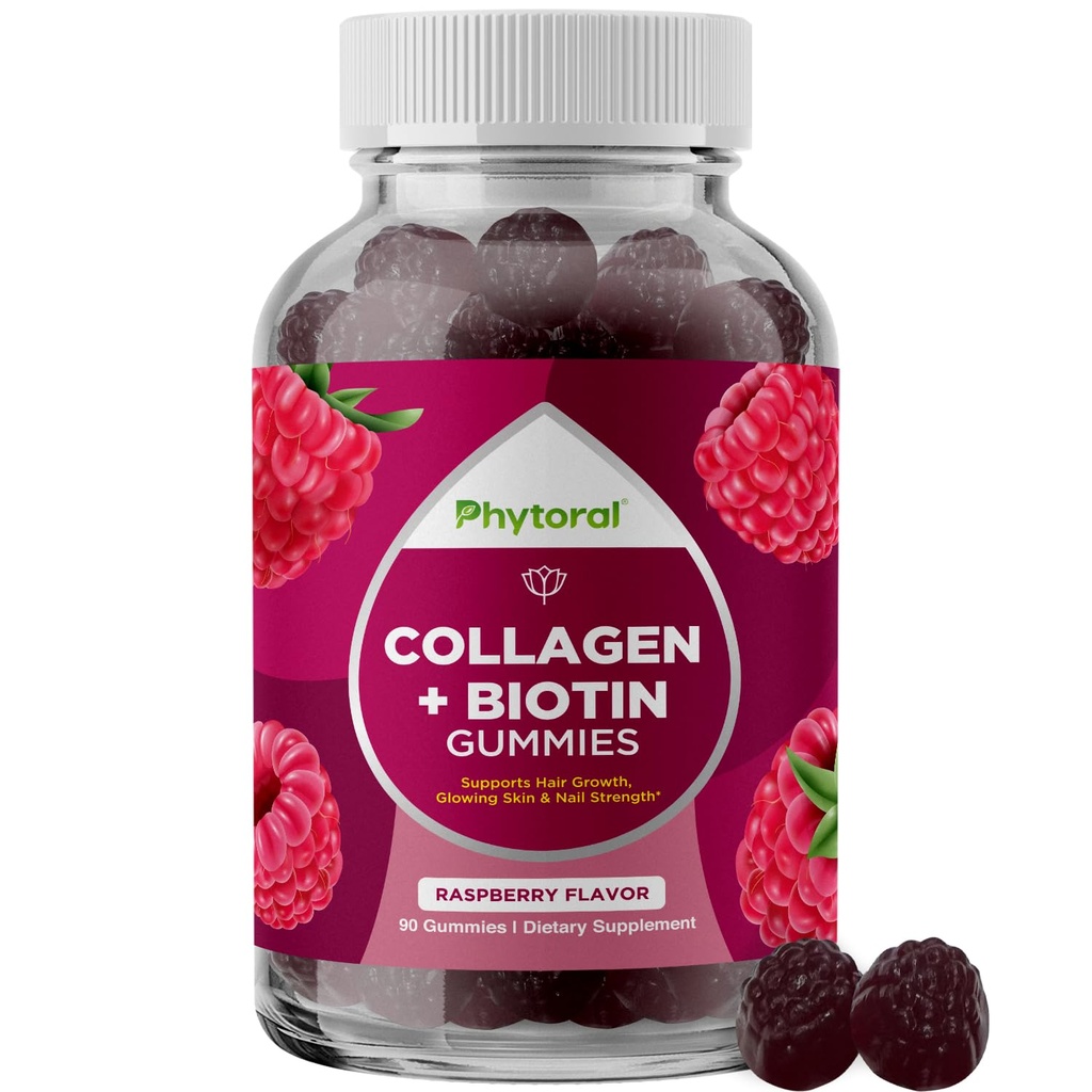 Hydrolyzované kolagenové peptidy pro ženy s biotin - Vlasy, kůže a nehty Vitamíny pro elasticitu, vitalitu a hydratační gumy - Přirozeně sourced biotin a kolagen pro ženy - 90 Počet
