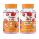 Živý vitamín D děti + Biotin děti, Gummies Bundle - Velký přípitek, doplněk vitamínu, gluten zdarma, GMO zdarma, Žvýkací žlab