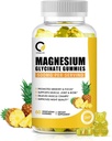 (1 Pack) Glycinát hořečnatý Gummie, High- Absorpce doplněk hořčíku s vápníkem a vitaminy, Support Bone, Muscle, Night, Paměť & Mood, Vegan, Non- GMO, 60 Counts, Ananas Flavor