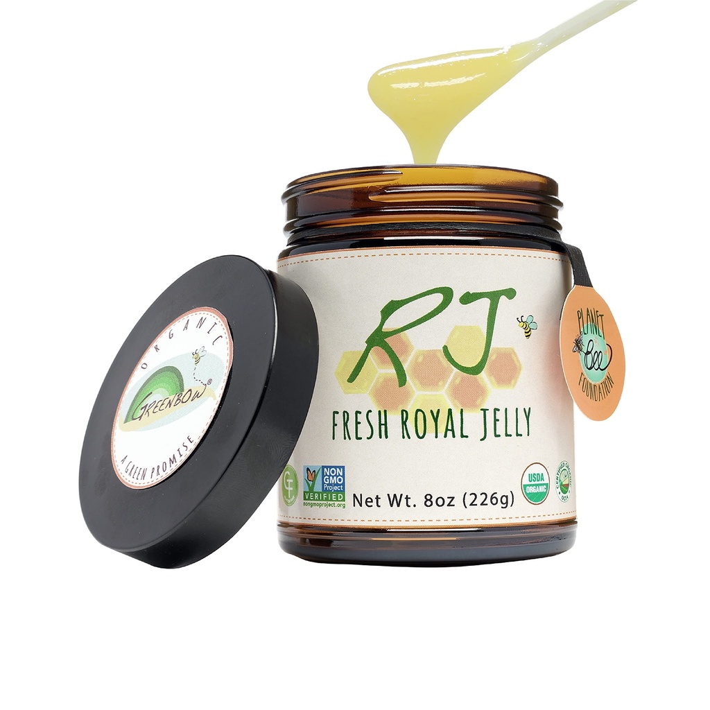 Greenbow Organic Fresh Royal Jelly - 100% USDA Certified Organic, Non- GMO, Halal, Pure, Gluten Free - Jeden z nejvíce výživových balíčků - (226g)