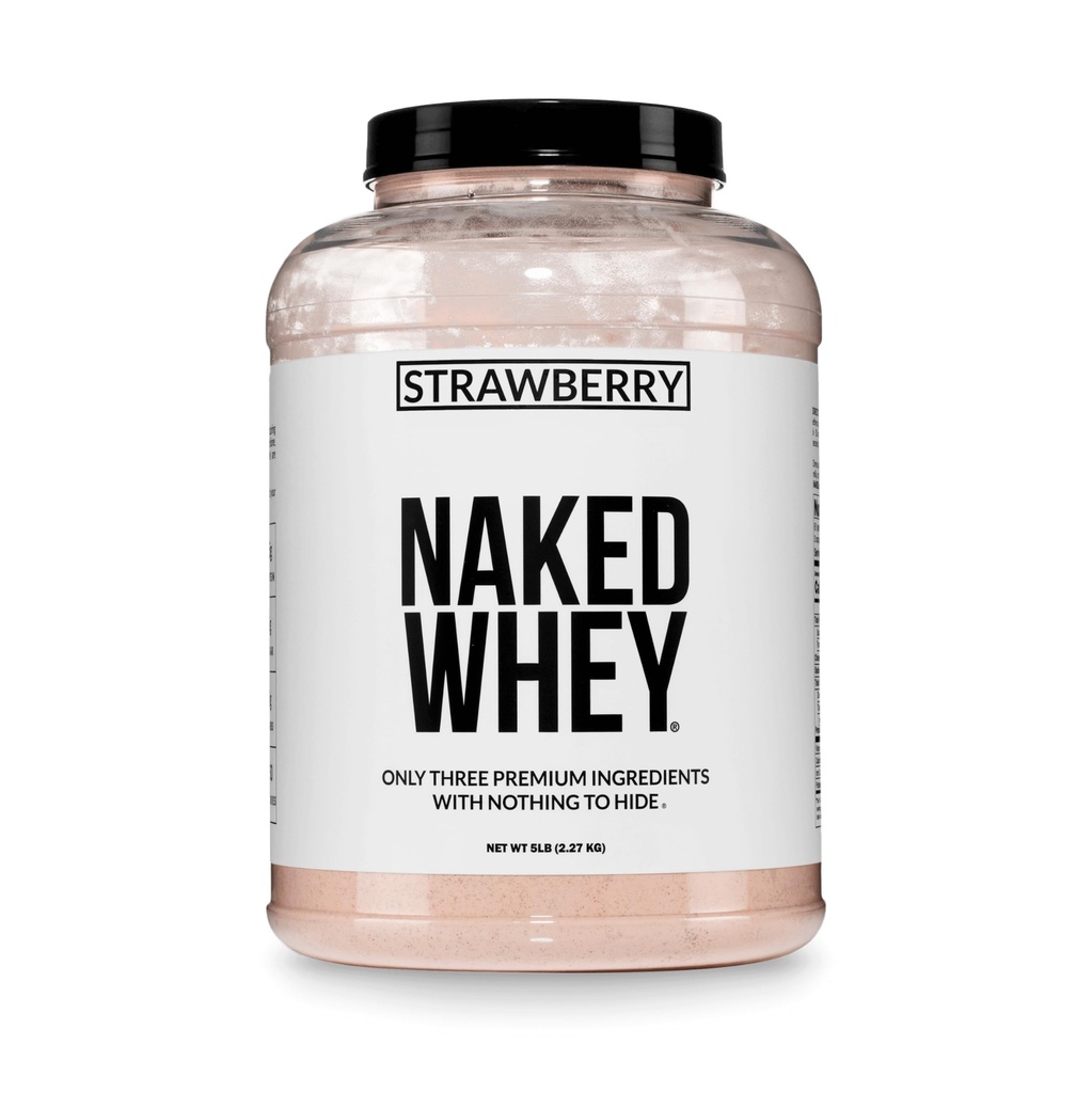 NAKED Jahodový syrovátkový protein - všechny přírodní tráva Fed syrovátkový prášek + sušené jahody + kokosové sugar- 5lb Bulk, GMO-Free, Soy Free, gluten Free. Pomoc růst a zotavení svalů - 61 Služeb
