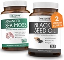 Black Seed Oil & Irish Sea Moss (2-Month Supply) - Wellness Duo Bundle of Black Seed Oil (120 Kapsle)