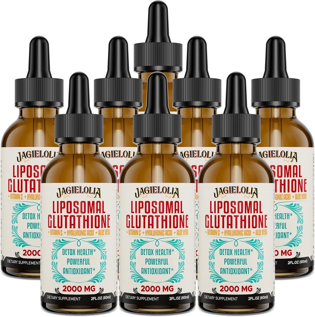 Lipozomální Glutathione Liquid 2000MG - Antioxidant Detox dodatek pro ženy a muže, stárnutí obrany, funkce jater a energie, s Hyaluronic acid + Aloe Vera + Vitamin C, přírodní & Vegan, 16 FL.OZ