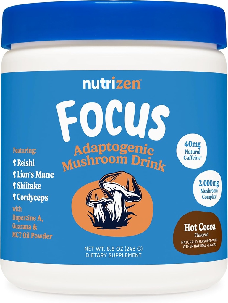 Nutricost Nutricost Nutriczen AM Focus Adaptogenic Houbový nápoj (Hot kakao ochucené) 30 Servings - zahrnuje Reishi, Lion 's Mane, Shiitake, Cordyceps