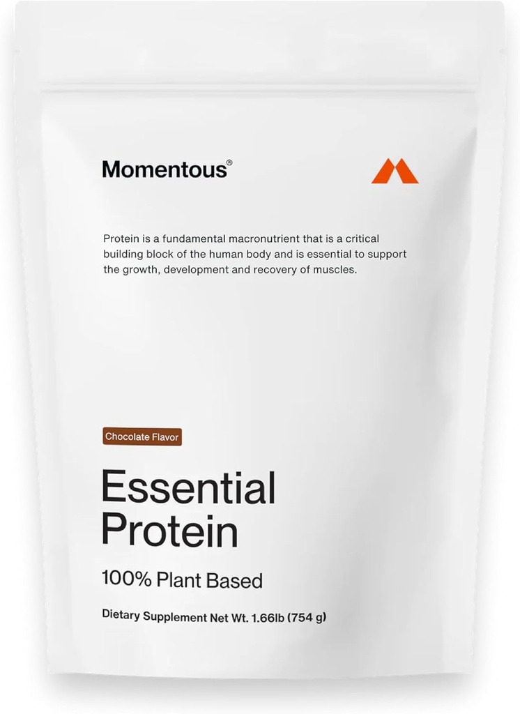 Momentous Essential Vegan Protein Powder - 20g Plant Based Protein - NSF Certified, Gluten- Free, Non- GMO, 20 Servings for Essential Everyday Use, Chocolate