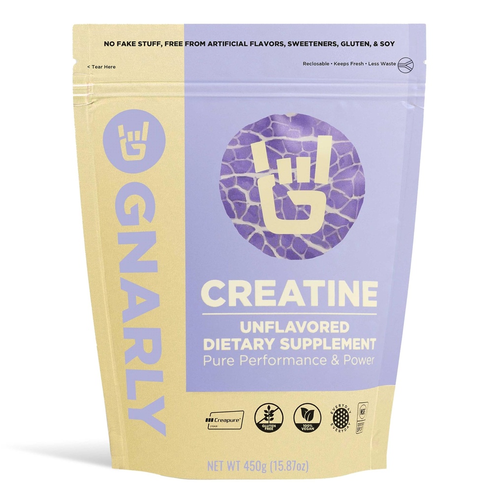 Gnally Nutrition Creatine Powder - Kreapure, Vegan Creatine dodatek - NSF Sport Certified, Optimalizovaná obnova - Sportovní výživa - 5g Creatine Monohydrát - Neochucené, 15.87 oz