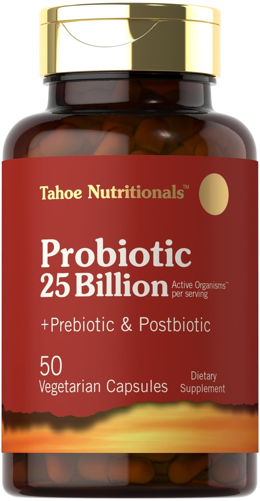Tahoe Nutritionals Prebiotic, Probiotic & Postbiotic CFU 124; 25 Miliardy CFU 124; 50 Práškové pilulky 124; Muži a ženy Digestivní zdraví 124; Vegetariánské a non-GMO dodatek
