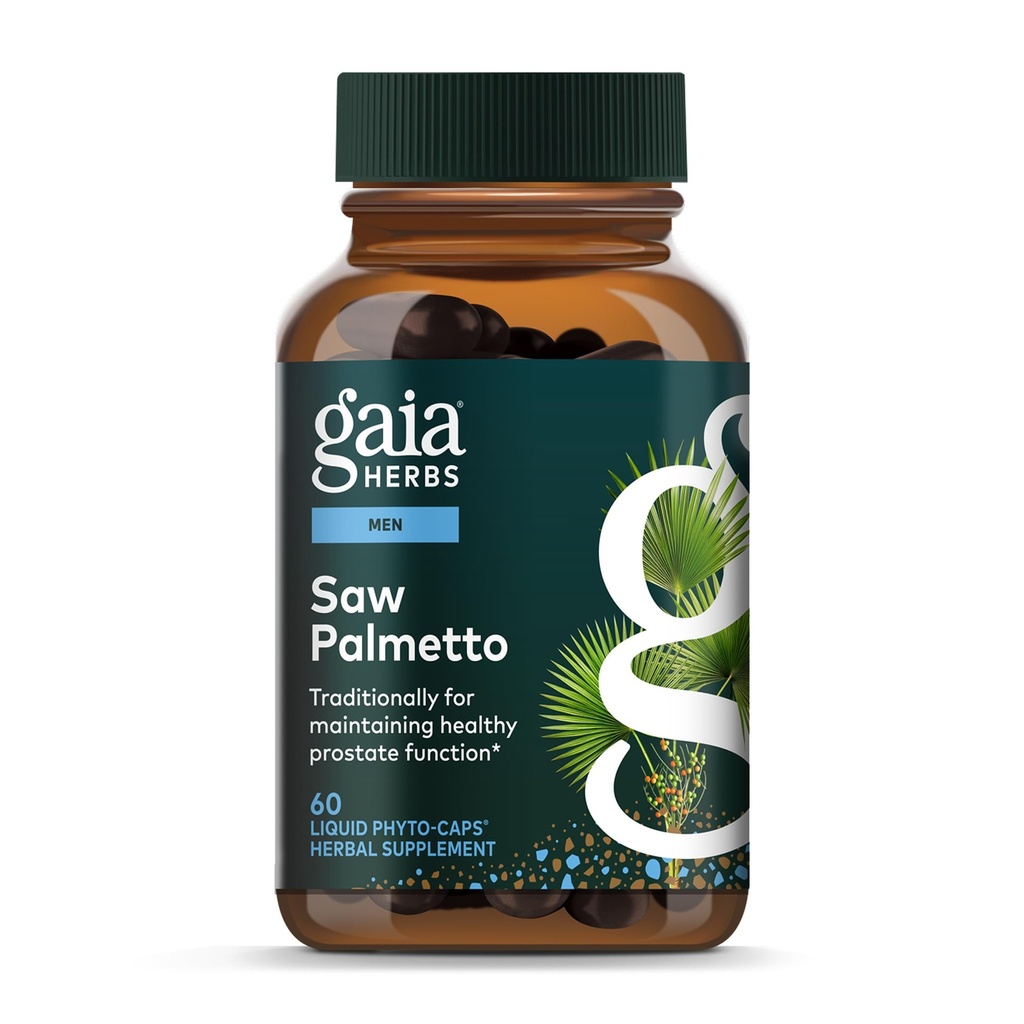 Gaia Herbs Saw Palmetto - Podporuje zdravé funkce prostaty pro muže - Obsahuje Saw Palmetto a slunečnicové semeno Lecithin na podporu mužského zdraví - 60 Vegan tekuté fyto- Kapsle (30- denní zásobování)