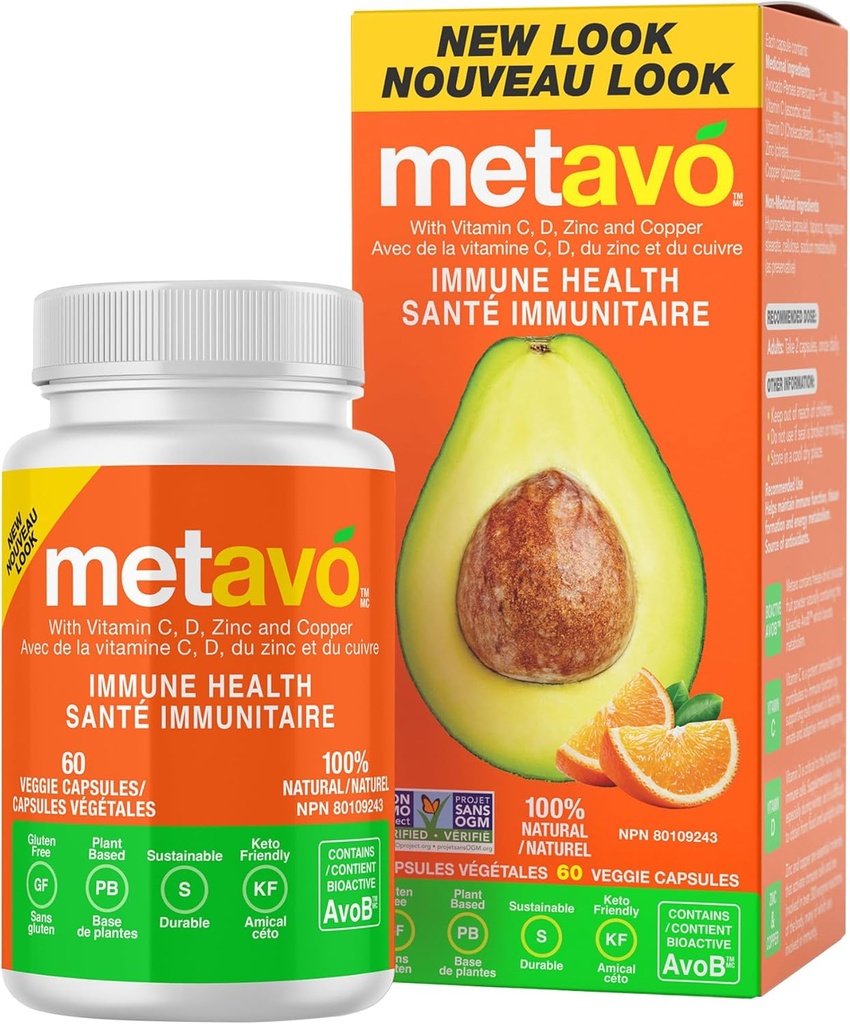 Metavo Imunitary Health - Dodatek k přírodní imunitě, Základní zinkové doplňky pro muže a ženy obohacené o vitamín C, D & Copper, 60 Veganských kapslí, 30 Služeb