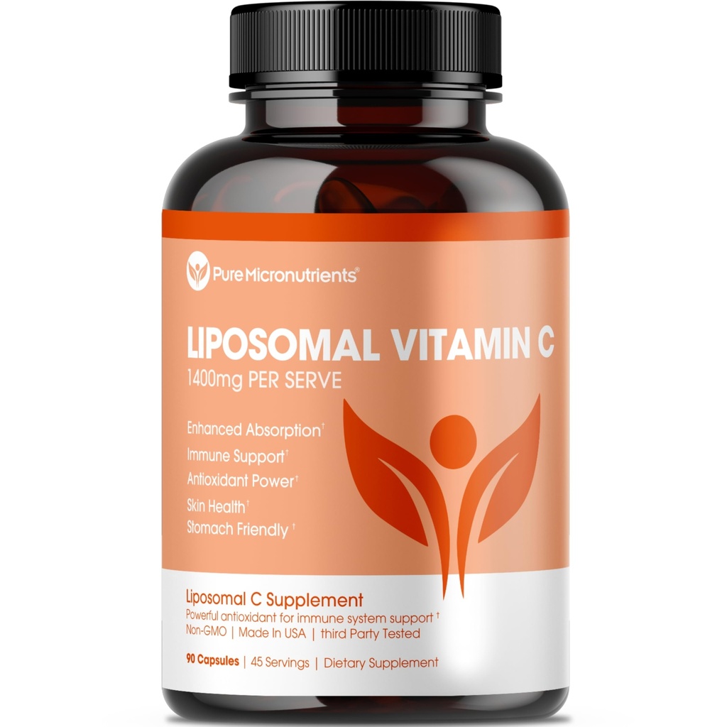 Čisté mikronutrienty Čisté Lipozomální vitamin C - 1400mg per Serve Dodatek - 90 Kapsle - Vysoká absorpce VIT C Ascorbic Acid pilulky