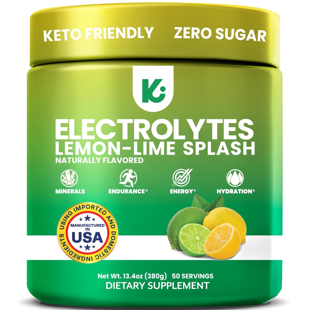 Keppi Electrolytes Powder - Lemon Lime Flavor 50 Servings - Ne Hydratační dodatek k cukru s draslíkem, hořčík, sodík - Keto, Vegan, Fasting- Friendly, Nula Calorie Electrolyte Drink