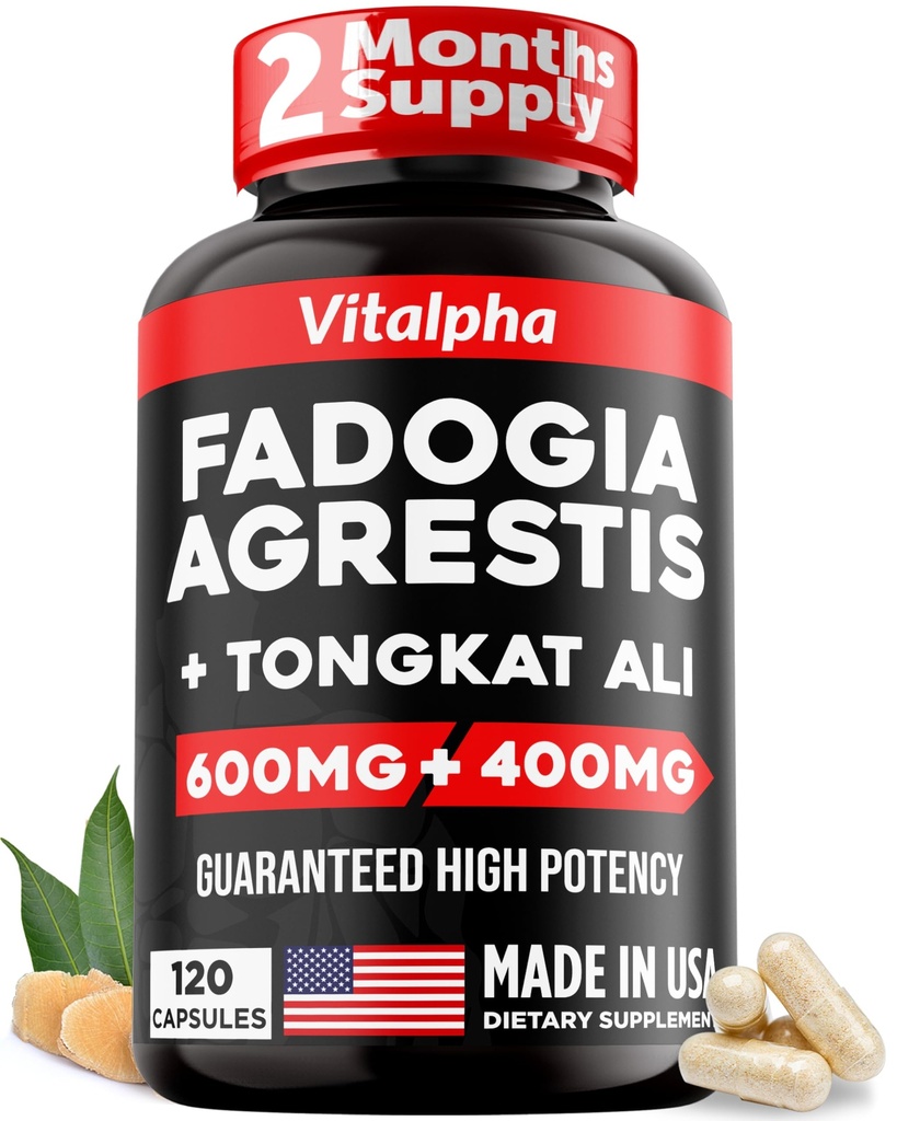 Ultra koncentrovaná 86,000mg Fadogia Agrestis Tongkat Ali Blend - 200: 1 Tongkat Ali + 10: 1 Fadogia Agrestis + Bioperin - Maximální síla míchání pro atletickou výkonnost a svalovou hmotnost - 120 V- Caps