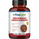 FineLand Red Korean Panax Ginseng 13 000 mg - Max Strength 20: 1 Extract - Koncentrovaný doplněk pro imunitní a kognitivní podporu pro muže a ženy - 120 Veggie Kapsle