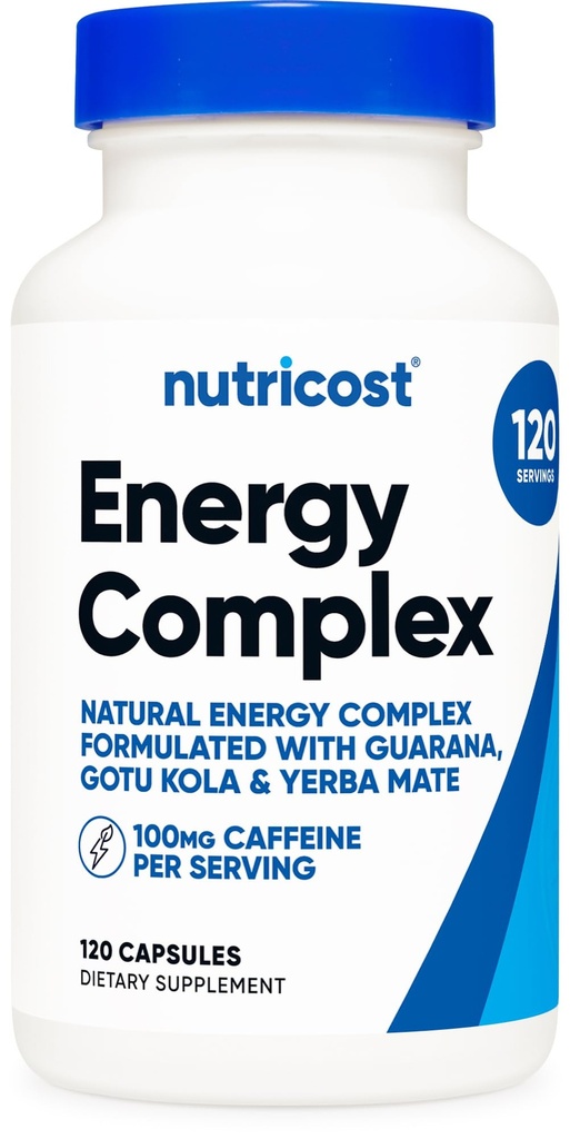 Nutricost Natural Energy Pills Komplex 120 Kapsle, 100mg kofein - Gluten Free - Non- GMO