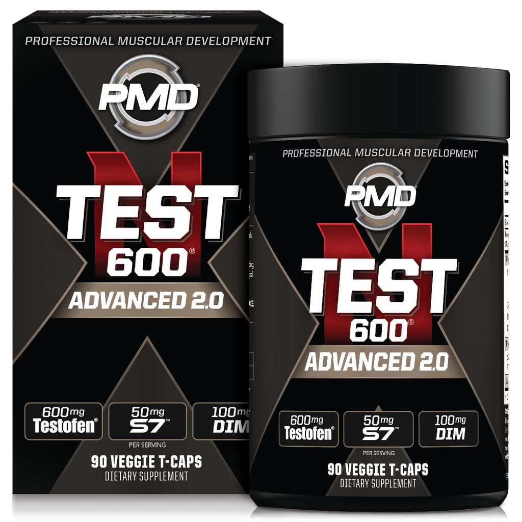 PMD Sports N-Test 600 Advanced Nitric Oxide Booster pro muže - s klinicky studoval Testofen - Lean Muscle and Strength Gains with Estrogen Conpression (90 Veggie-Caps)