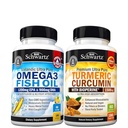 Triple Strengelles Omega 3 Fish Oil (2 měsíční zásoba) Plus kurkumin s Black Pepper Extract 1500mg Complex (2 měsíční dodávka)