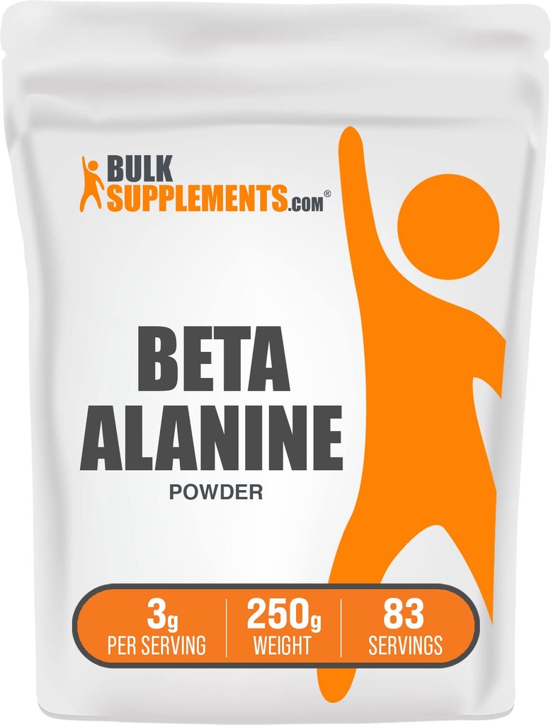 Bulksupplements.com Beta Alanine Powder - Beta- Alanine dodatek, Pre- Workout dodatek - Neochucené & gluten zdarma, 3g per Serving, 250g (8.8 oz) (balení po 1)
