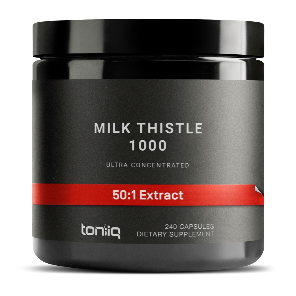 Toniiq Milk Thistle - Ultra High Potency 50: 1 Extrakt s 80% Silymarin - Vysoce koncentrovaný - Third- Party Lab Tested - 240 Kapsle