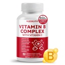 Vitamin B Komplex Vitamin B1, B2, 6,9,12 Niacin, s vitaminem C - Podpora zdraví mozku, energetické hladiny, kůže, vlasy, a nehty - Made and Tested v USA