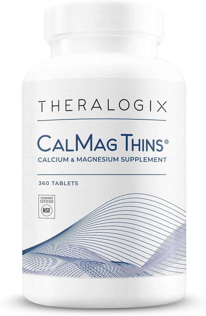 Tealogix CalMag Tenké vápník a hořčík dodatek - Kostní podpůrný dodatek pro ženy a muže - Obsahuje 200 mg vápníku a 50 mg hořčíku - NSF Certified - 360 Tablet