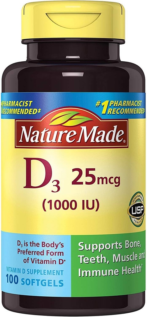 Nature Made Vit D-3 1000Iu, 100 CT (balení po 3)
