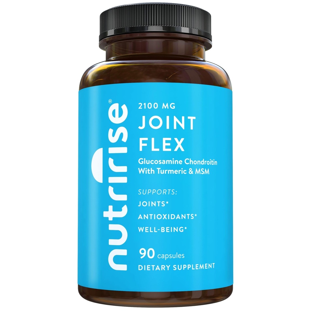 Nutrise Glucosamine Chondroitin Quercetin & MSM s kurkumin 2100mg Triple Strength Joint Supplement for Women & Men with Boswellia & Bromelain, Gluten Free, Non GMO, 90 Count