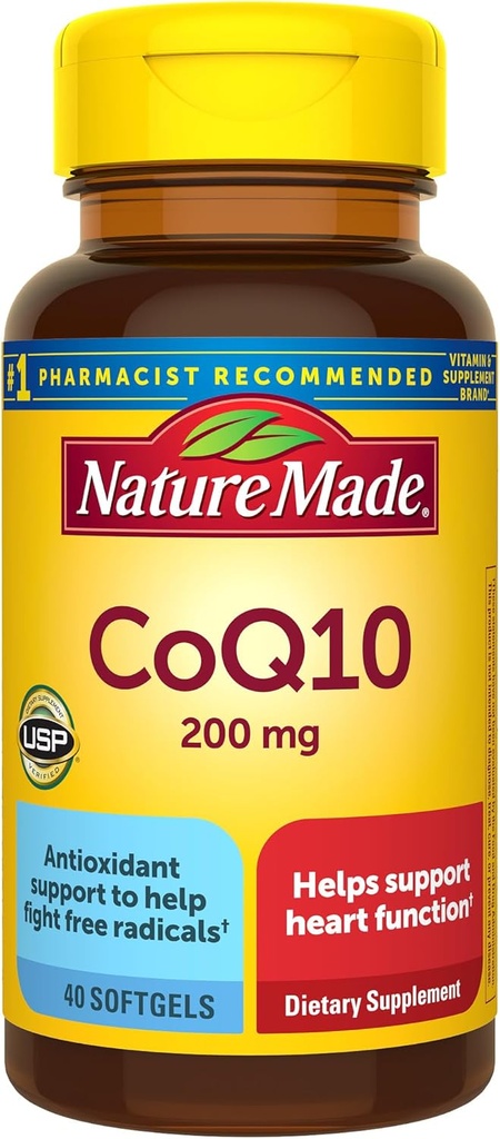 Příroda vyrobena CoQ10 200mg, dodatek stravy pro podporu srdečního zdraví, 40 Softgels, 40 denní dodávky