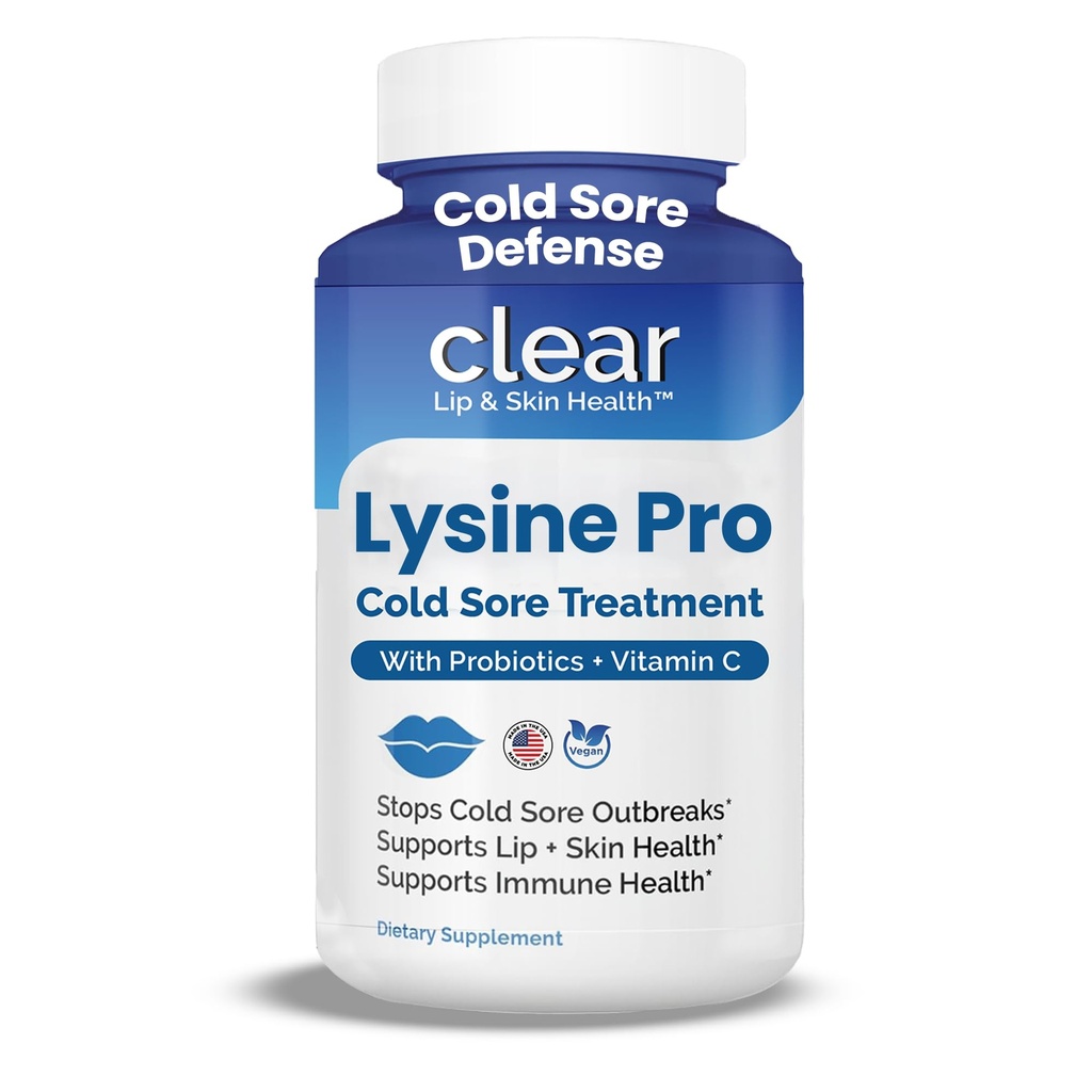 Lysin Cold Sore Léčba rtů - s Lactobacillus Rhamnosus, Acidophilus a Vitamin C - Cold Sore dodatek pro rty a zdraví kůže, imunitní podpora a prevence - 360 Kapsle
