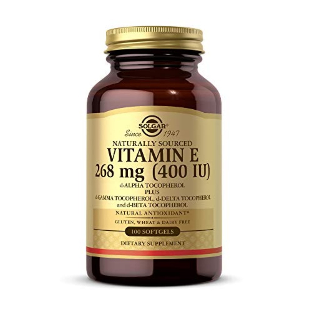 Solgar Vitamin E 268 MG (400 IU) (d- Alpha Tocopherol & Mixed Tocopherols), 100 Softgels - Podporuje imunitní systém a kožní výživu - Přírodní antioxidant - Gluten Free, Dairy Free - 100 Doručování