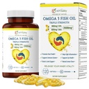 Omega 3 Triple Strength EPA DHA Dodatek - 2500mg Lemon ochucené Burless Fish Oil - High Potency 900mg EPA 600mg DHA podporuje Cirkulaci, Mozek, Srdce, Oko, Kůže, Kost & Spojky - 120 Softgels