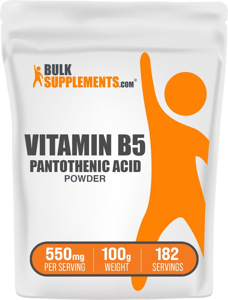 BulkSupplements.com Vitamin B5 Powder - jako kalcium Pantothenát, B5 Vitamíny - Gluten Free, 500 mg vitaminu B5 Pantothenic Acid per Serving, 100g (3.5 oz) (Balení po 1)
