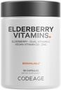 Kodeage Elderberry Vitaminy - Organic Fermented Elderberry Blend, Vitamin C z Ascorbic acid & Organic Acerola Cherries, Vitamin D3, Zinek, Sambucus Berries - 90 Kapsle